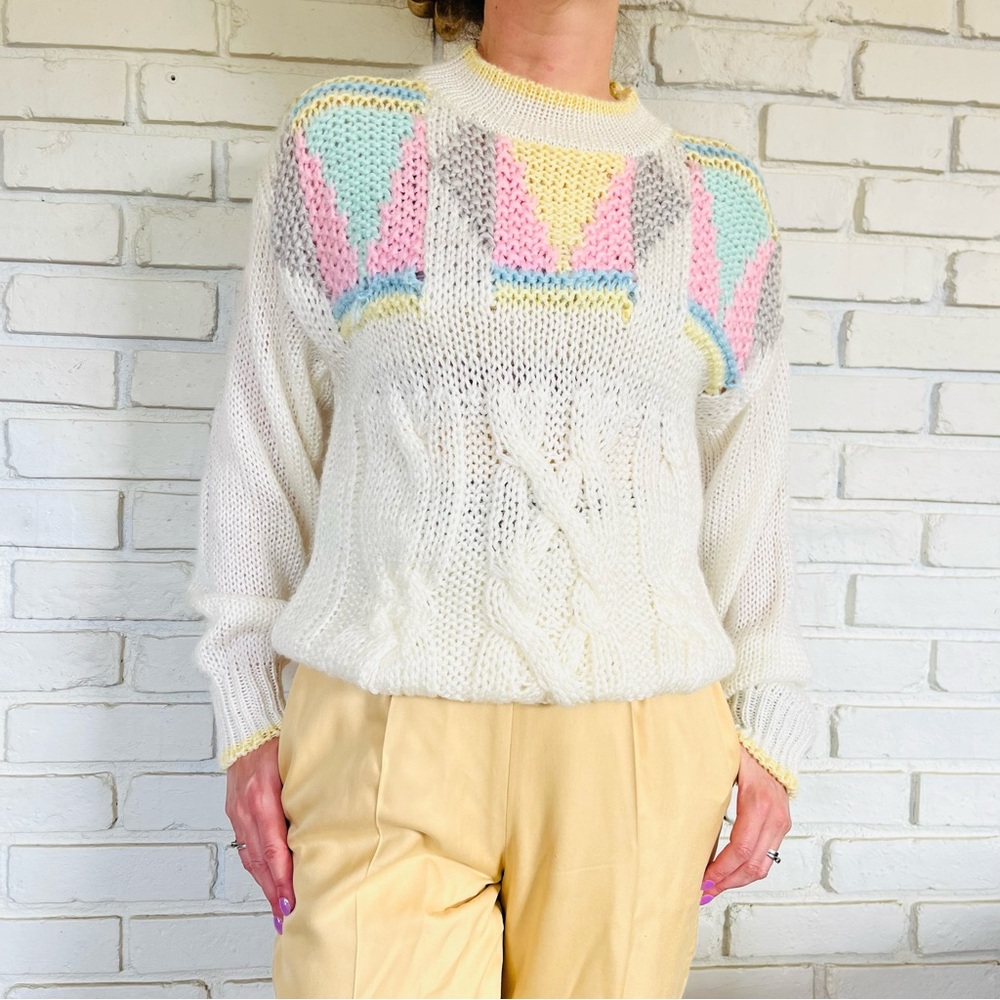 Retro Menu Pastel Knit Sweater